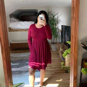 Long Sleeve Loose Plain Dress with Pockets